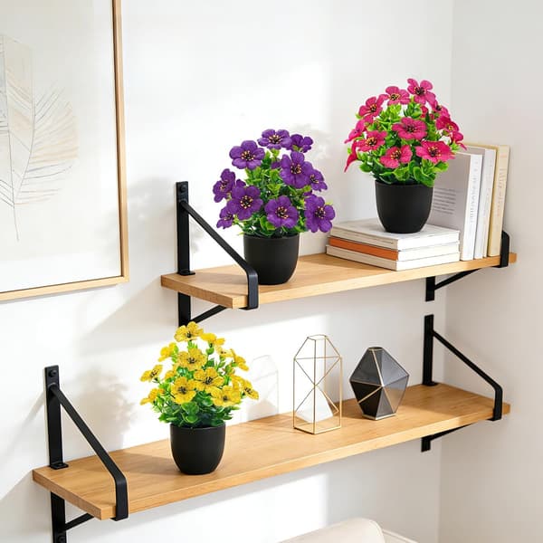 Artificial Mini Plants 4-pack – Decorative Flowers for Home Decor, Office, Table, and Spring Decoration White