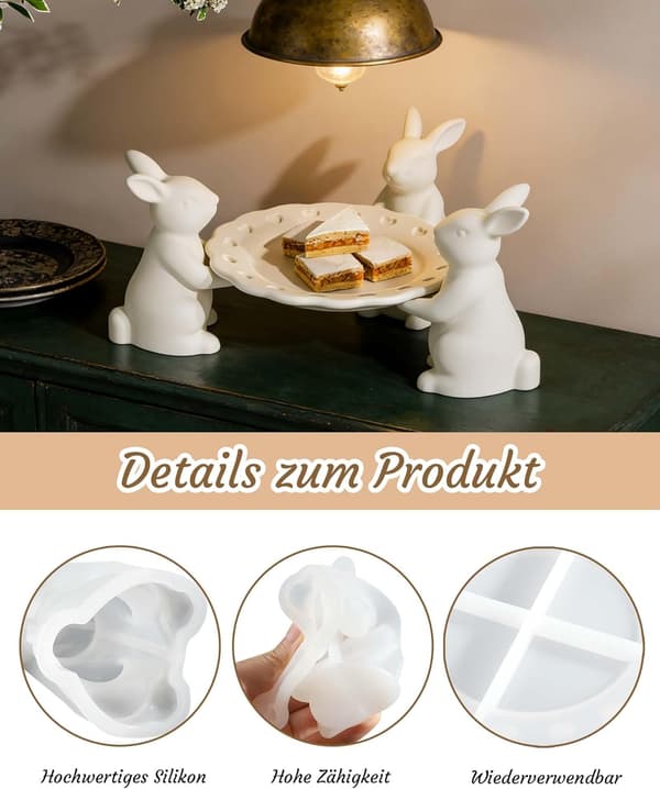 Easter Silicone Mold Casting Mold - Easter Bunny Mold for Plaster, Resin & DIY, Silicone Mold for Easter Decoration Hobby & Crafts