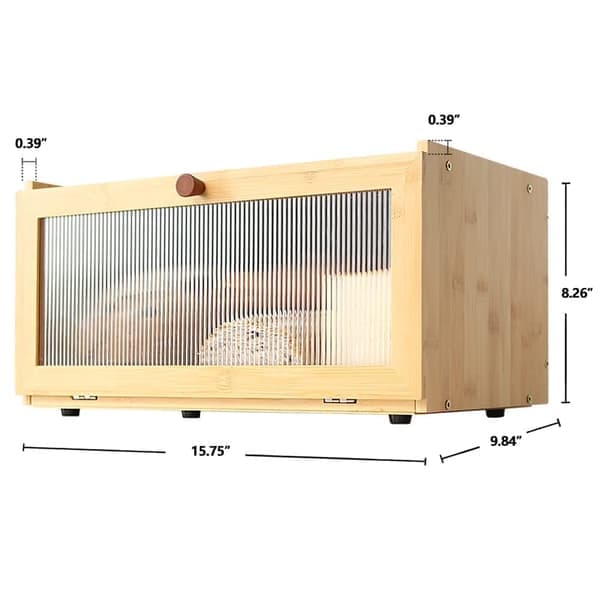 Bamboo Bread Box for Kitchen Counter - Spacious Rustic Style Bread Storage with Bamboo Lid and Window