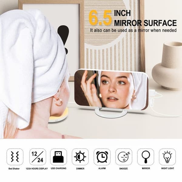 Extra Strong Digital Alarm Clock for Deep Sleepers | With Bed Shaker + Adjustable LED Lighting | Dual Alarm & Snooze Function gul
