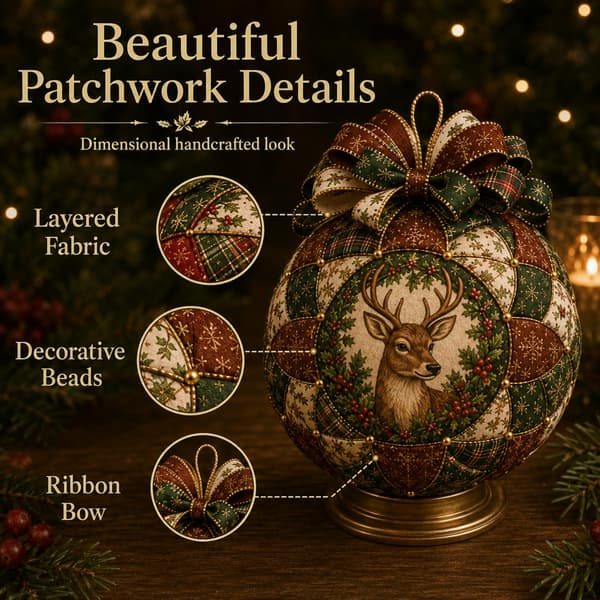 DIY Jul Patchwork Dekorationskit - Kreativa Sömnadstygprydnader - Stil 4 Style 4