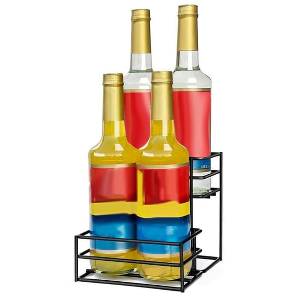 4-flaske sirup-organizer-stativ - Kaffebar-stander til køkken, mini vinreol til sirup, vin, dressingopbevaring 4 bottles