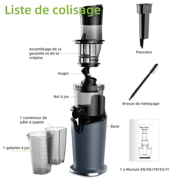 200W Koldpresse Juicer - Langsom Masticerende Saftpresser med 78 mm Bred Føderør til Hele Frugter og Grøntsager