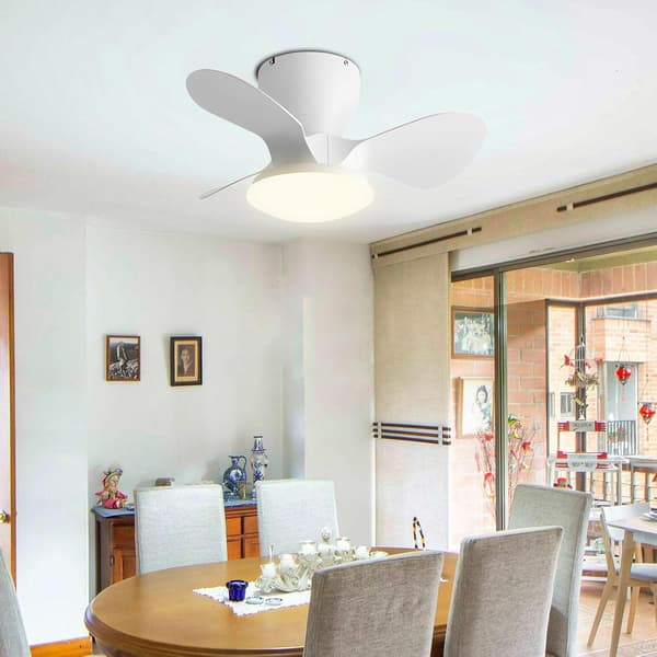 Ceiling fan with LED lighting 24 W, 6 speeds, 3 ABS blades, silent, remote control and wall switch Satin Nickel & Walnut 51cm-Remote Control