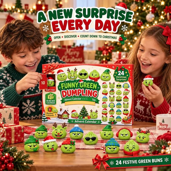 Julekalender 2026 med Squishies – 24 dages julenedtælling med søde Squishy minioverraskelser, sensorisk fidgetlegetøj, julegave