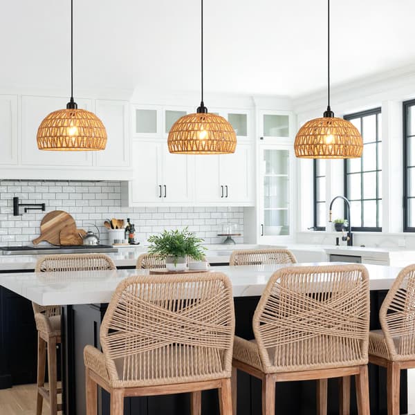 Bohemisk vävd kupolpendellampa - Brun, kuststil för matsal köksö barnrum entré sovrum - E27 (glödlampa ingår ej) Brown Excludes light bulb