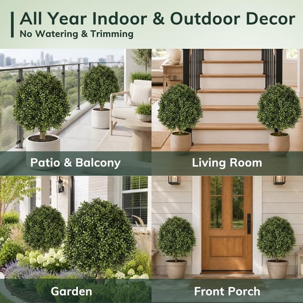 2-pak 65 cm kunstig buksbom-topiary - efterårsboligindretning - stil 1 Green 2 Pack