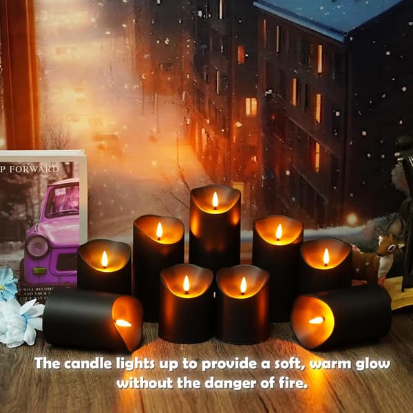 24-pack Black Flameless LED Candles with Remote Control, Timer, and Flickering Effect, Decorative Lights for Halloween and Christmas 24pcs