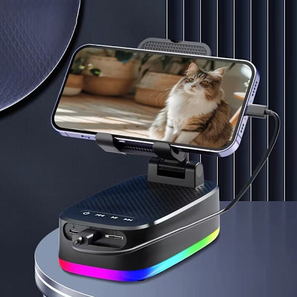 Wireless Bluetooth Speaker 6W, Compact Stereo with RGB Light, USB-C and Non-Slip Base