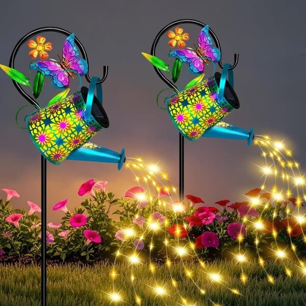 Solcellelampe Vandkande med LED – 2-pak Solcellelygte Havebelysning Udendørs