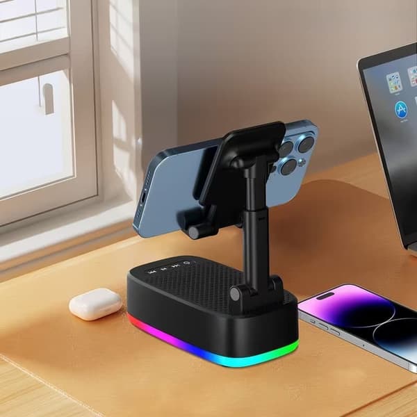 Wireless Bluetooth Speaker 6W, Compact Stereo with RGB Light, USB-C and Non-Slip Base