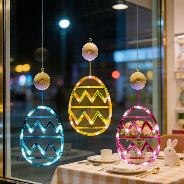 Easter Decoration 3-piece – Luminous Rabbit & Egg Light String for Windows, Indoors and Festive Atmosphere 3 Easter Eggs