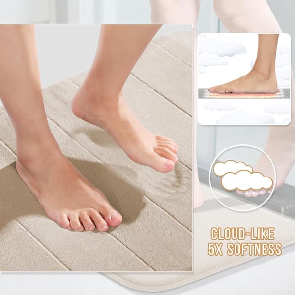 Memory Foam Bathroom Mat, Soft Absorbent and Quick-Drying, Non-Slip and Machine Washable Mat for Shower and Bathtub Light Grey 40x60cm