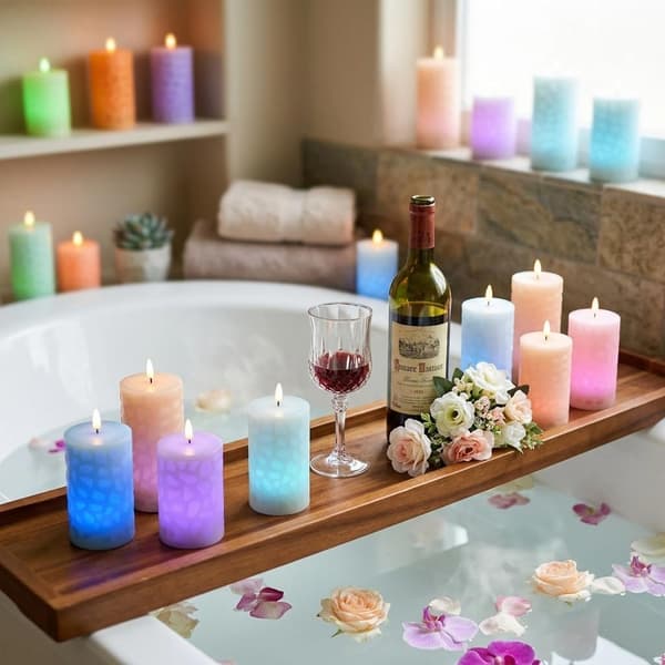 3-pack Flameless LED Candles with Color-Changing Lighting, 3D Flickering Flame, Remote Control, and Real Wax