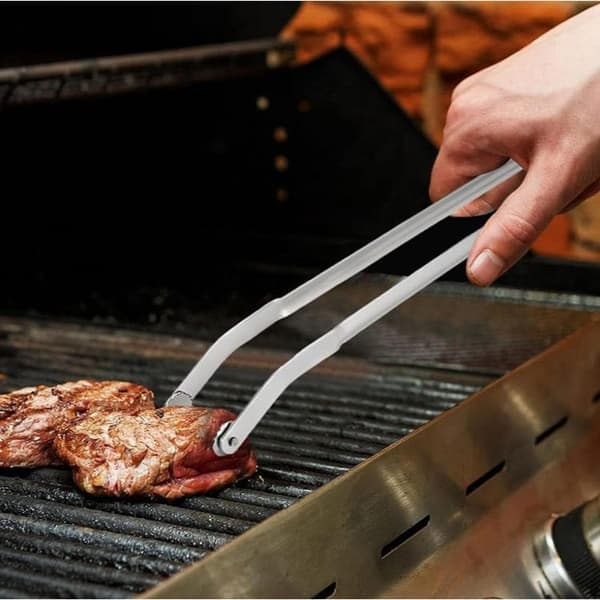 Grilltang i rustfrit stål med roterende hjul, BBQ/Grillredskab 1 Pack