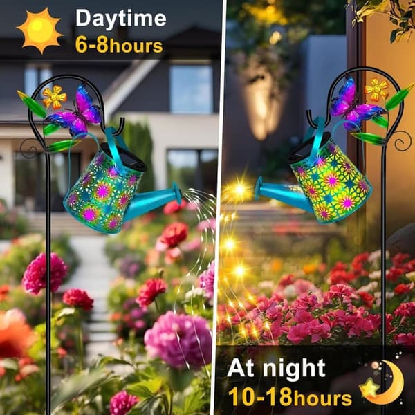 Solcellelampe Vandkande med LED – 2-pak Solcellelygte Havebelysning Udendørs