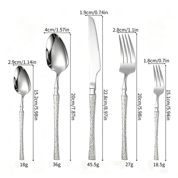 20-delers bestikksett i rustfritt stål, speilfinish, elegant bestikk for hverdagsmiddager Silver
