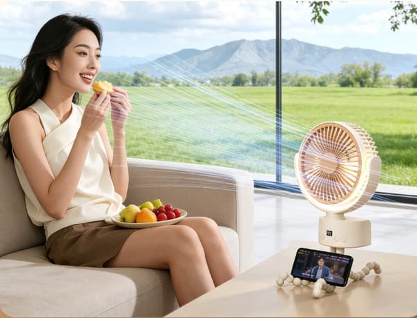 Blæksprutte Cirkulerende Køleventilator 100 Hastighed Clip-On Oscillerende Ventilator LCD Display Timer Klapvogn Camping Skrivebord Hængende Bærbar Ventilator Khaki