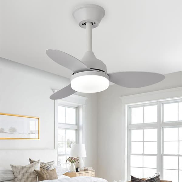 Ceiling Fan with LED Light 3CCT, 6 Speeds and Remote Control, Modern Ceiling Fan for Small Rooms Black 64cm