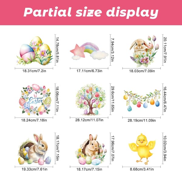 Window Stickers Easter 9 Sheets – Easter Decoration Window Decor with Rabbit, Chick & Egg for Kids' Room & Home F10