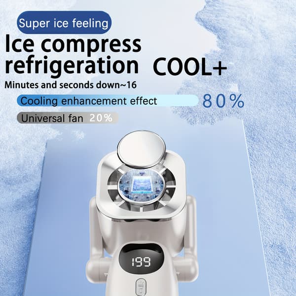 Sammenfoldelig Digital Is-Kølende Ventilator 4000mAh Batteri Bærbar Ventilator til Camping Udendørs Arbejde Rejser og Studerende USB Genopladelig White