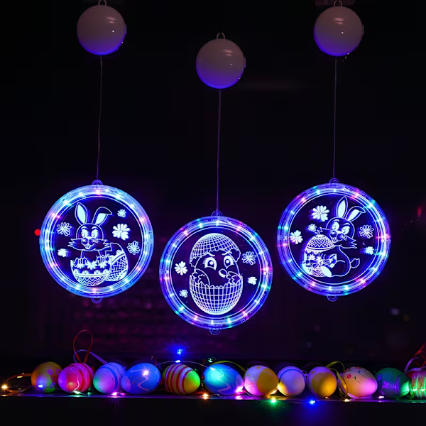 LED Easter Decoration Rabbit Egg Window Lamp – Hanging Easter Lighting for Windows, Home, Party & Decor Bunny-24cm