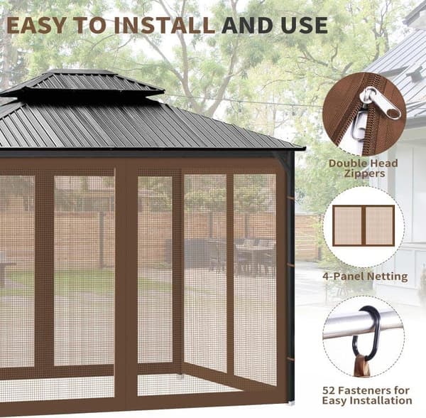 Mosquito Net for Garden Gazebo, Universal Replacement Mosquito Net for Gazebo
