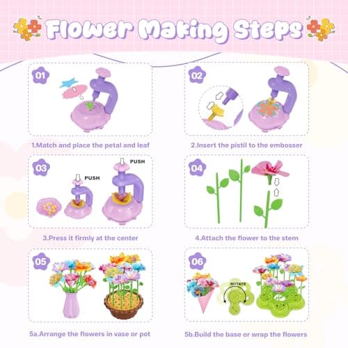 Creative Flower Fabric Set for Children Ages 4-8 | Educational Toy & Craft Workshop with Ready-Made Materials