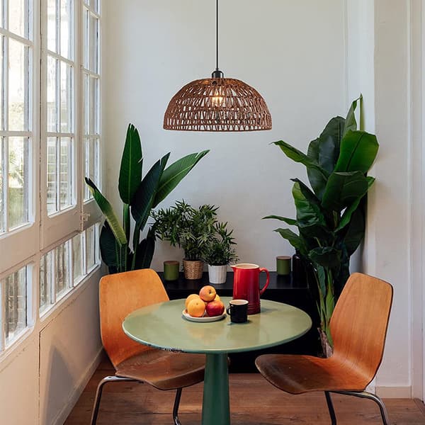 Bohemisk vävd kupolpendellampa - Kaffebrun, kuststil för matsal köksö barnrum entré sovrum - E27 (glödlampa ingår ej) Coffee Excludes light bulb