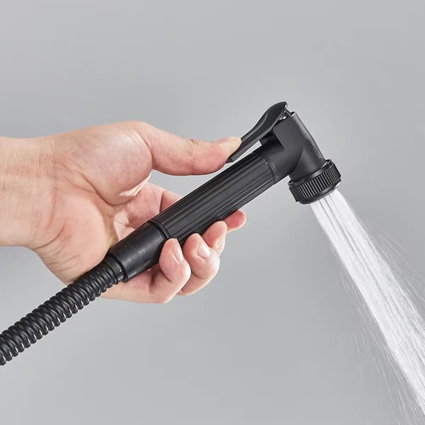 Digital Termostatisk 4-vejs brusesystem - Regn, Hylde, Bidet, Vægmonteret Mat Sort Messing - Stil 1