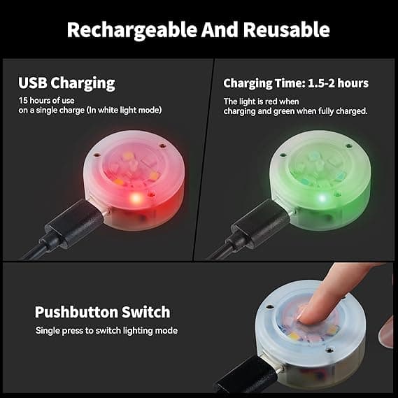 2 kpl Avaimenperälampuja – Erittäin kirkkaat Mini LED-valot 3 tilassa, USB-C Ladattavat ja Vedenpitävät
