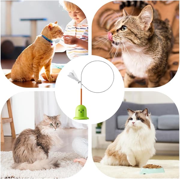 Cat Toy with Realistic Suction Cup Base, Ghost Dog Toy with Bells, Interactive Hunting Set for Multi-Cat Homes grön
