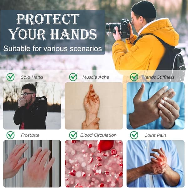 Bærbare Varmehandsker med Display – Genopladelige Fingerløse Smart Handsker