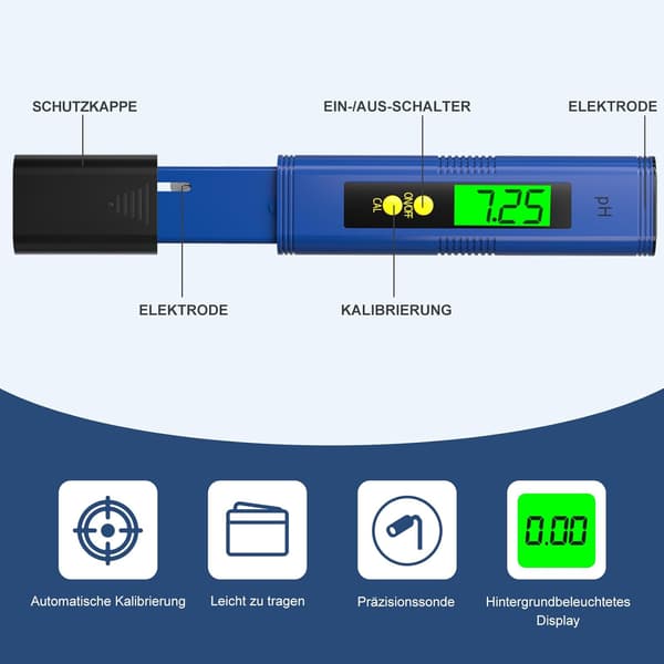 pH-måler 4-i-1 – Digital vandkvalitetstester til pH, TDS, EC og temperatur, akvarium & pool