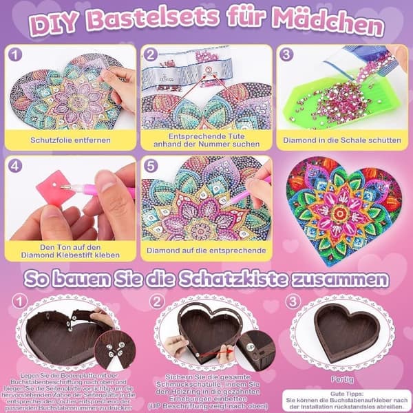 Diamantmålning Pysselset Barn – DIY Smyckeskrin & Diamond Art Present