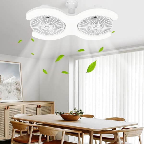 LED-takfläkt med ljus, fjärrkontroll, tyst energisnål fläkt för sovrum och kök Without socket base