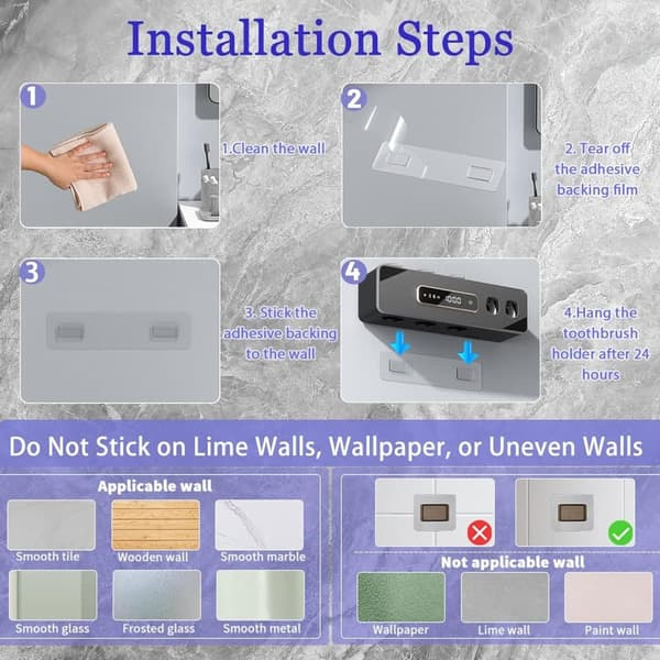 Automatic Toothpaste Dispenser & Toothbrush Holder – Wall-Mounted, Drill-Free Installation, USB Charging with Lithium Battery, Cleans Toothbrushes White