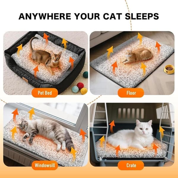 Self-Heating Cat Bed / Dog Bed 40/50/60cm – Heating Mat with Thermal Foil, Removable and Non-Slip Bottom grå 40x50cm