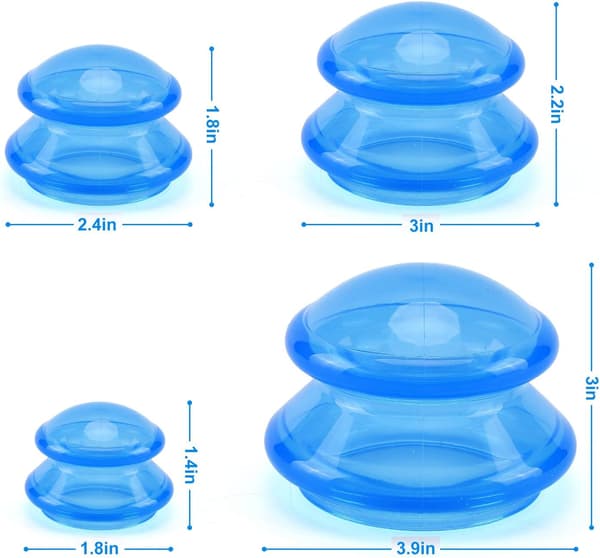 4-delt Silikone Kop Sæt til Cupping – Massagekopper til Muskel- & Ledsmerter og Cellulite Reduktion LightRed 4PCS