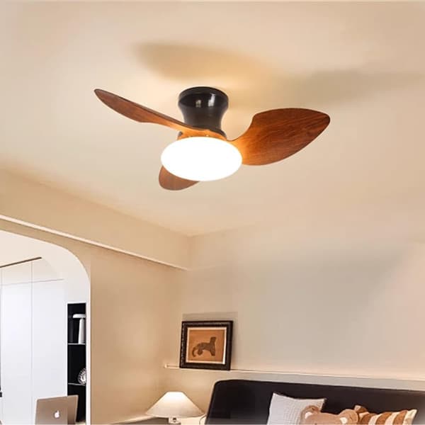 65/80cm LED Loftventilator med Lys, 6 Hastigheder, Trinløs Dæmpning, Fjernbetjent Ventilator Walnut 65cm