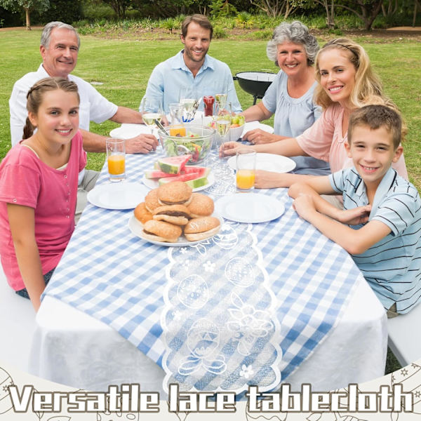 Easter Table Runner 183x33 cm - Decorative Easter Table Runner with Rabbits, Spring and Easter Decoration for Living Room Home White
