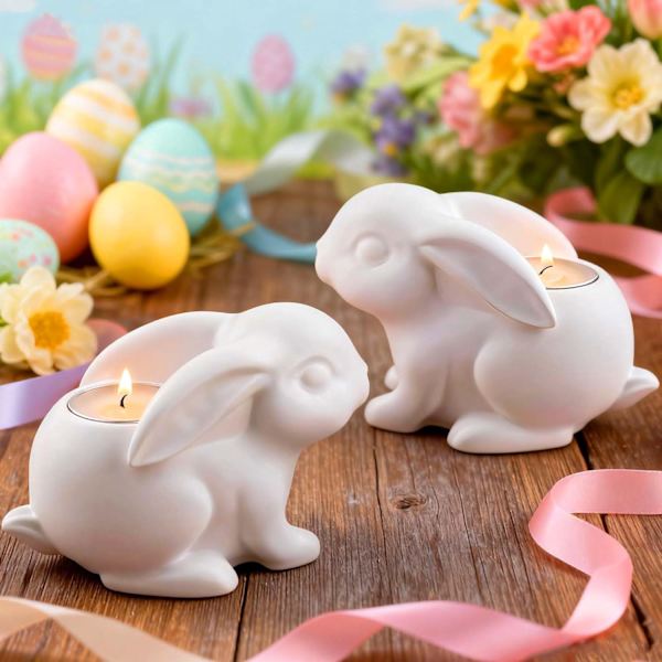 Silicone Mold Easter 1/2-Pack Rabbit – Silicone Casting Mold for Plaster, Candles & DIY Easter Decoration Easter Bunny Mold 2pcs
