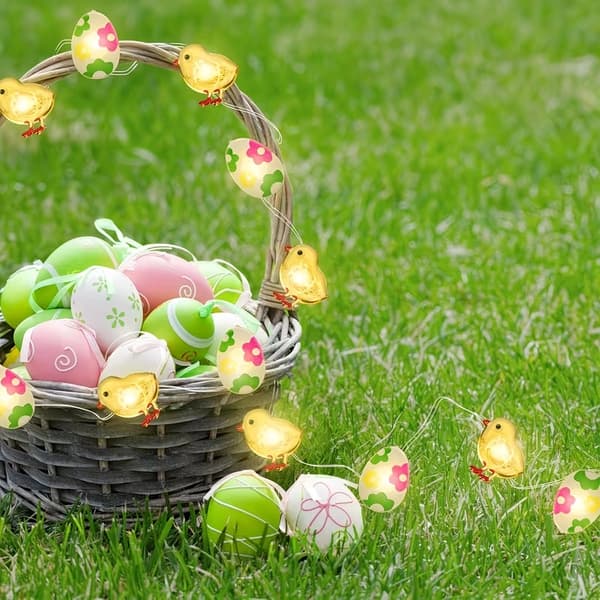 Easter Decoration LED Light String Eggs and Chicks 20/30 LED – Battery-Powered Light Decoration for Home, Table & Party 3M 30LED
