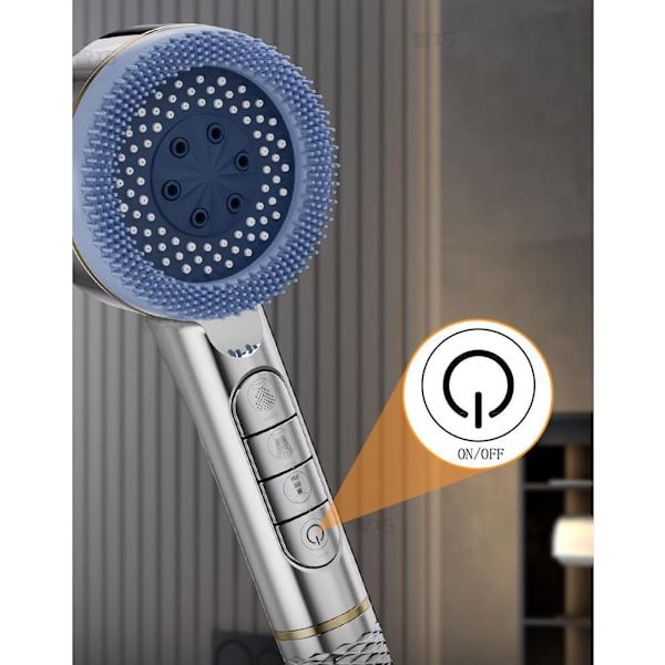 Trykforbedrende massage brusehoved – 4 positioner Silver