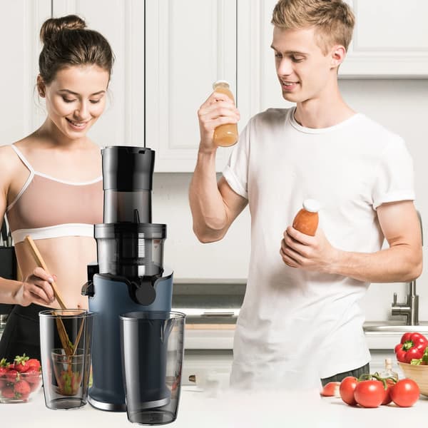 200W Koldpresse Juicer - Langsom Masticerende Saftpresser med 78 mm Bred Føderør til Hele Frugter og Grøntsager