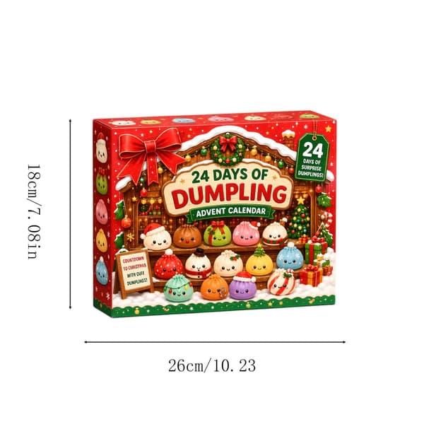 Julekalender 2026 med Squishy Dumplings – 24 Dages Julenedtælling med Søde Mini-overraskelser, Sensorisk Fidgetlegetøj
