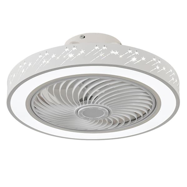 Bladeless Ceiling Fan 50 cm with LED Lighting, Dimmable Ceiling Fan with Remote Control for Bedroom and Home White