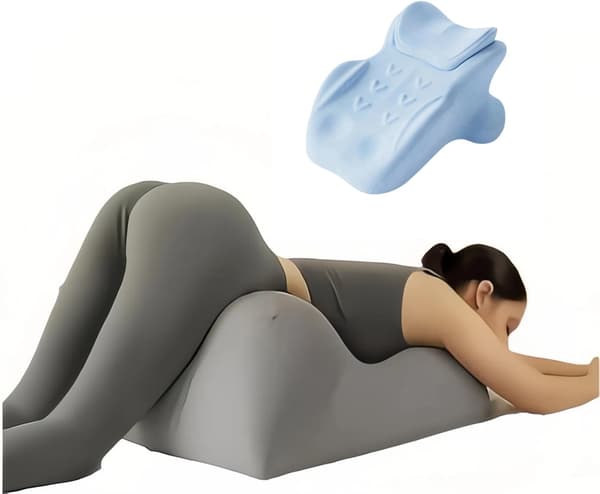 Wedge pillow memory foam with 27° angle, contoured support pillow for back, neck and comfortable rest Blue 66x53x36cm