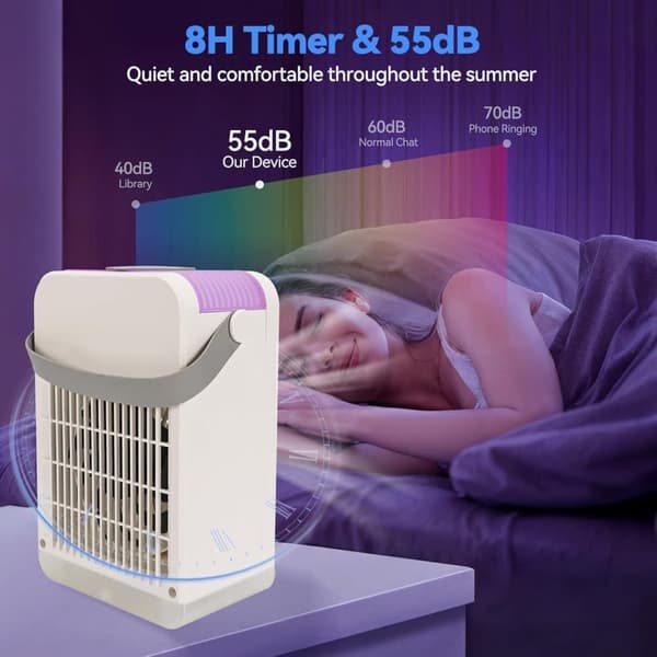 4-i-1 Bærbar Aircondition – 700ml Luftkøler med Luftfugter, 3 Hastigheder