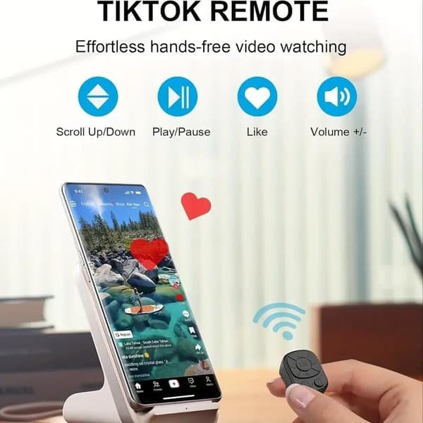 Bluetooth Fjernbetjening – Trådløs Sidevender & Fjernudløser til iPhone, Android & Tablets
